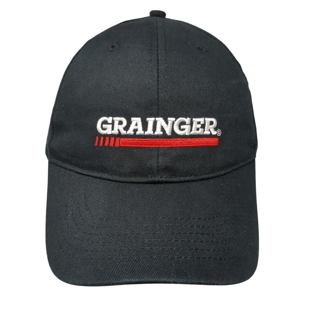 Grainger Strapback Baseball Cap Black One Size Adjustable Embroidered 6 Panel
